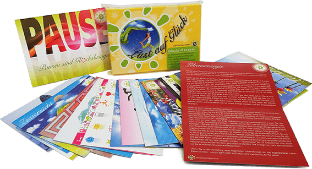 24 Einzelkarten zu Themen rund um das Glück.